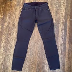 7 For All Man Kind Ankle Skinny in Coated Bordeaux - Size 26